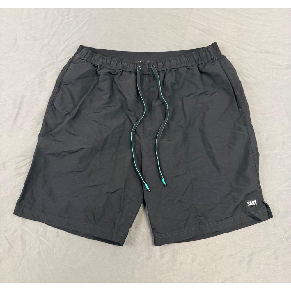 Saxx Cannonball 2N1 Mens Black Swim Shorts L BallPark Pouch Liner Drawstring